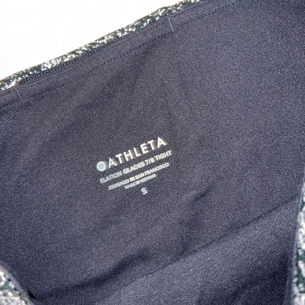 Athleta Women's High-Rise Printed Leggings | Blue and Grey Abstract Yoga Pants - Picture 4 of 4